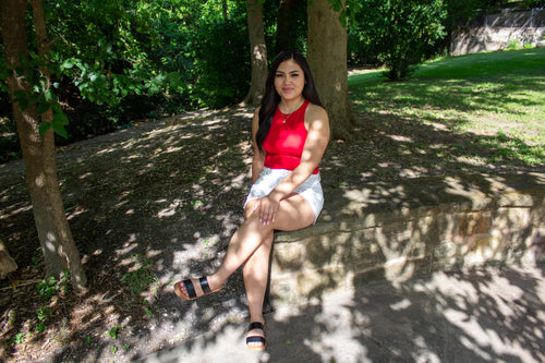 Red Racerback Crop Tank