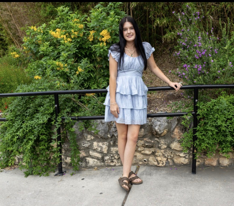 blue frill mini dress Blue Ruffle Mini Dress – Be Beautiful Boutique LaVernia