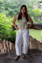 Green Peplum Daisy Top