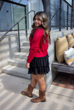 Deep Red Button Front Cardigan
