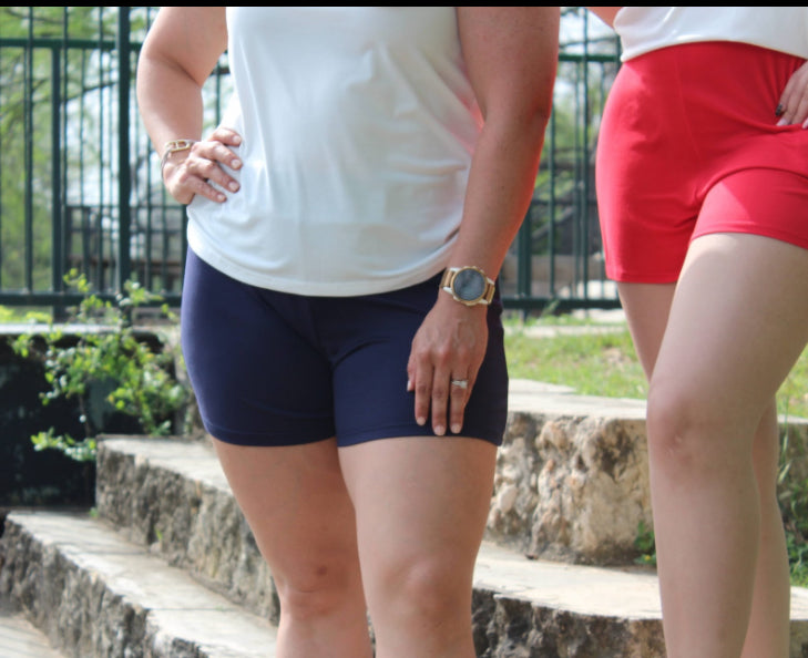 High Rise Loose Fit Shorts, Blue