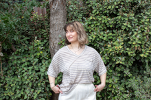 Striped V-neck Tee