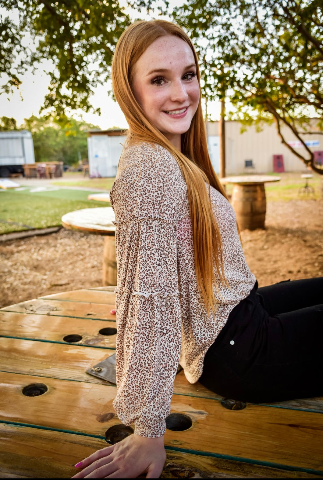 Floral Peach Leopard Print Top