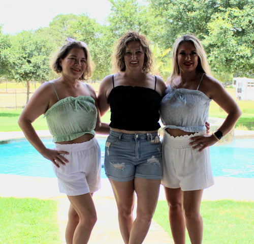 Light Blue Eyelet Crop Top