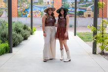 Brown Floral Pleated Mini Swing Skirt