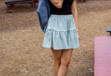 Green Gingham Mini Ruffle Skirt