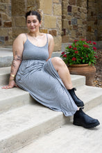 Navy/Grey Striped Summer Dress