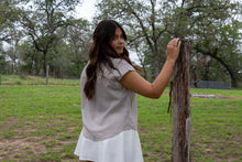 Brown Stripe Button Front Top