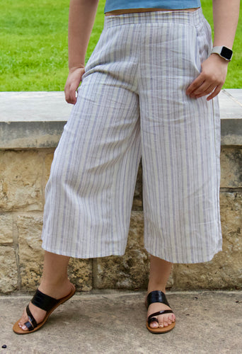 Striped Wide Leg Linen Pants