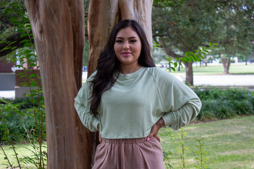Pale Green Crop Sweater