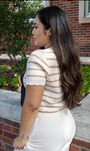 Taupe/Tan Striped Crop Sweater