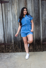 Washed Blue Shorts Romper