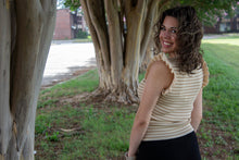 Light Khaki Striped Ruffle Sleeveless Top