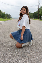 Blue Washed Knit Skirt