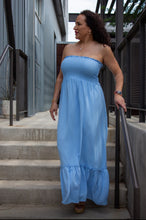 Strapless Sky Blue Maxi Dress