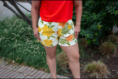 Ivory Floral Shorts