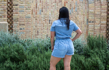 Light Washed Denim Shorts Romper