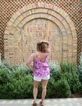 Lilac/Ivory  Floral Tank with Tie Back