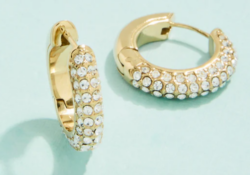 Spartina Shine On Pave Hoops, 18mm, Gold