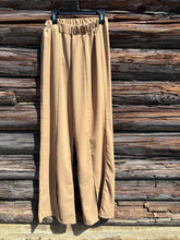 Casual solid tan wide leg pants