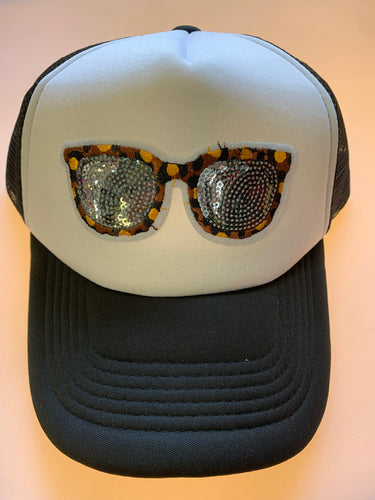 Sequin Sunglasses Trucker Hat