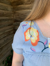 Chambray Blue Embroidered Top