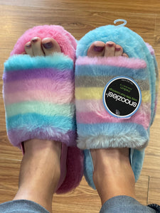 Rainbow Snoozies with heel strap