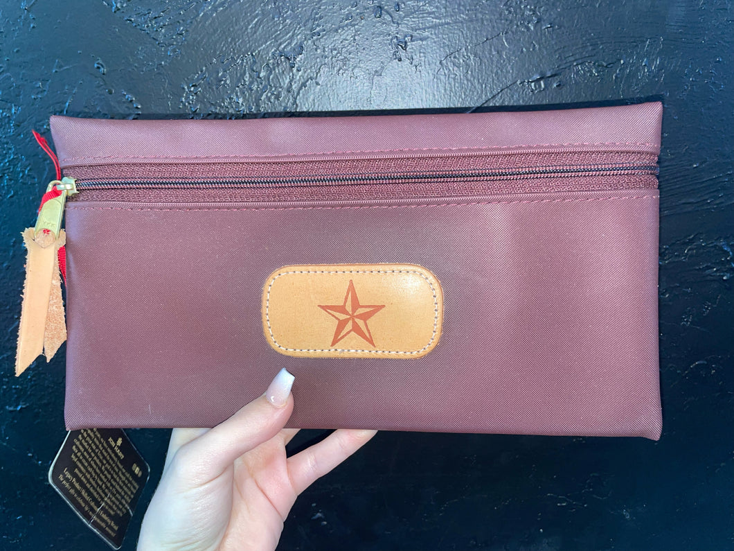 Jon Hart large maroon pouch with star